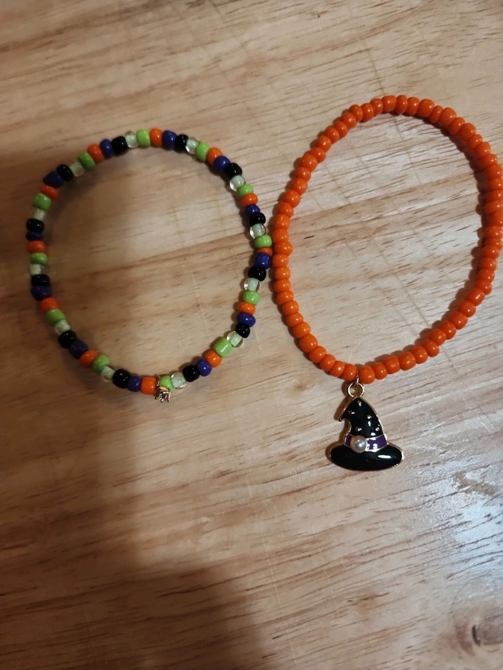 Orange Halloween Beaded Bracelet Set